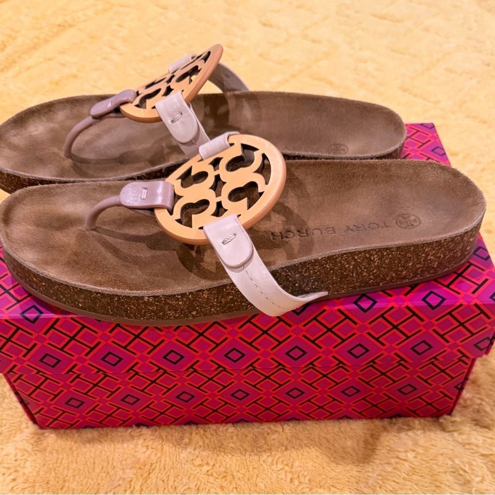 Tory Burch Women's Miller Cloud Tan Sandals - Picture 4 of 9